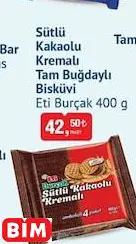 ETİ BURÇAK SÜTLÜ KAKAOLU KREMALI TAM BUĞDAYLI BİSKÜVİ